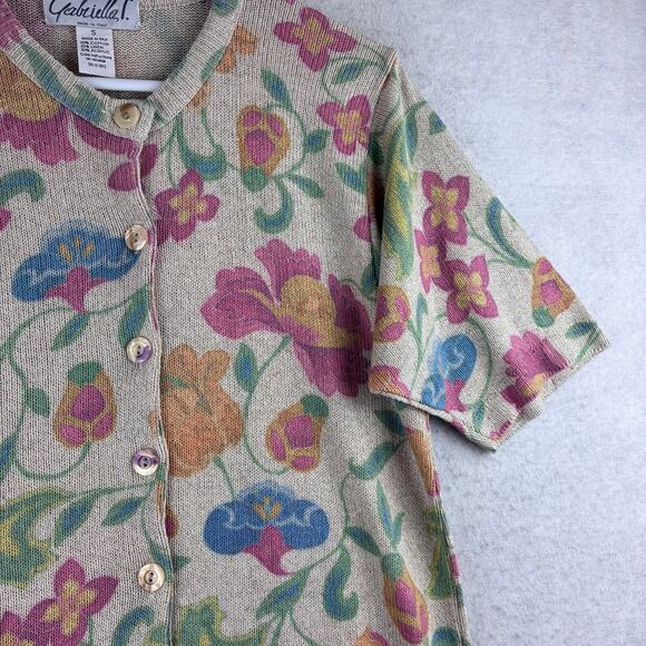 Vintage Gabriella T Floral Button Up Cardigan Women's Small Granny Cottage Italy - Picture 7 of 10